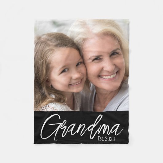 Customizable Grandma Established Year Photo Fleece Deken (Voorkant)
