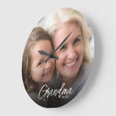 Customizable Grandma Established Year Photo Grote Klok (Hoek)