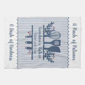 Customizable Grandmas Kitchen Blue Stripes Theedoek (Horizontaal)