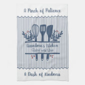 Customizable Grandmas Kitchen Blue Stripes Theedoek (Verticaal)