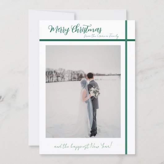 Customizable Green and White Christmas Card Kaart (Voorkant)