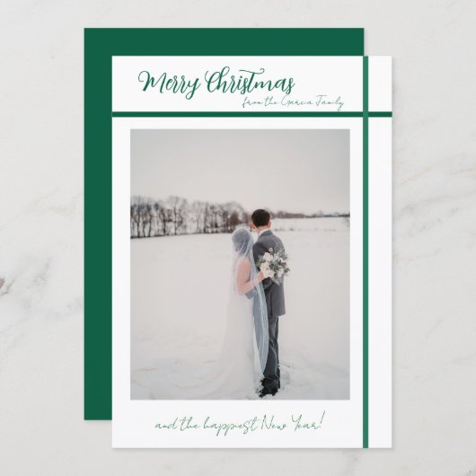 Customizable Green and White Christmas Card Kaart (Voorkant / Achterkant)