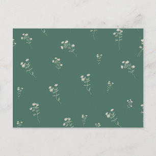 Customizable Green and White Flowers Postcard Briefkaart