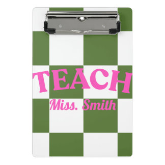 Customizable Green Checkered Teacher Clipboard  Mini Klembord