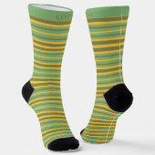 Customizable Green Yellow Brown Stripes Sock Sokken (Gebogen)