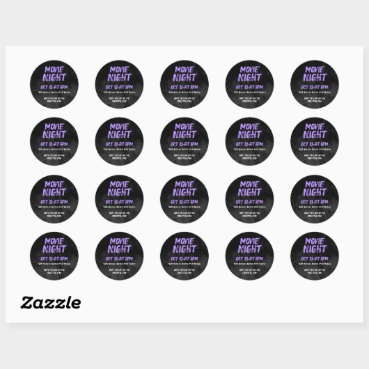 Customizable Halloween Movie Night Ronde Sticker (Vel)
