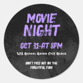 Customizable Halloween Movie Night Ronde Sticker (Voorkant)