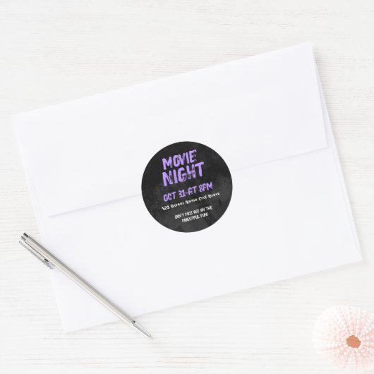 Customizable Halloween Movie Night Ronde Sticker (Envelop)
