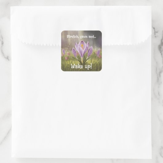 Customizable Hand Drawn Crocus Flowers Vierkante Sticker (Tas)
