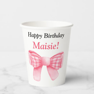 Customizable Happy Birthday Bow Paper Cup Papieren Bekers