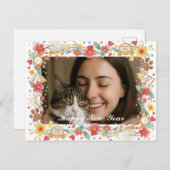 Customizable Happy New Year Pet Lover Photo  Briefkaart (Voorkant / Achterkant)
