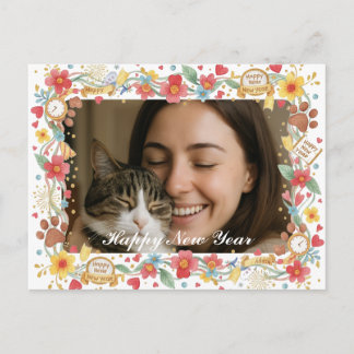 Customizable Happy New Year Pet Lover Photo  Briefkaart