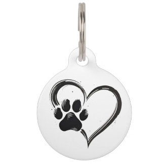 Customizable Heart Paw Print Large Dog Tag Huisdierpenning
