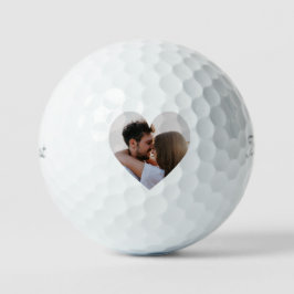 Customizable Heart-Shaped Photo Template Gift Golfballen