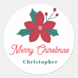 Customizable Holiday Merry Christmas Festive Ronde Sticker