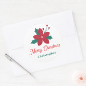 Customizable Holiday Merry Christmas Festive Ronde Sticker (Envelop)