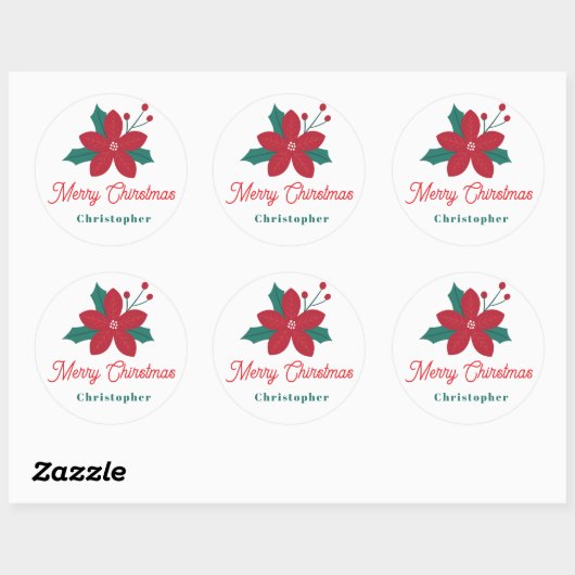 Customizable Holiday Merry Christmas Festive Ronde Sticker (Vel)