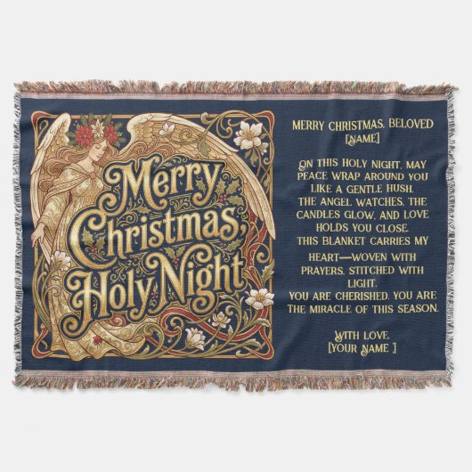 Customizable Holy Night Angel Blessing  Deken (Voorkant)