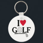 Customizable I love Golf Balls Sleutelhanger<br><div class="desc">Show off your passion for the green with this sleek and playful "I ❤️ GOLF" design. Featuring a clever blend of typography and sport-specific imagery, this graphic replaces the "O" in Golf with a detailed golf ball illustration and underlines the sentiment with a classic iron club. It’s a sophisticated yet...</div>