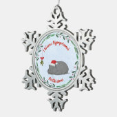 Customizable "I Wanna Hippopotamus For Christmas" Tin Sneeuwvlok Ornament (Rechts)