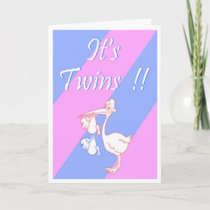 Customizable "It's Twins!!" (Boy/Girl) Card