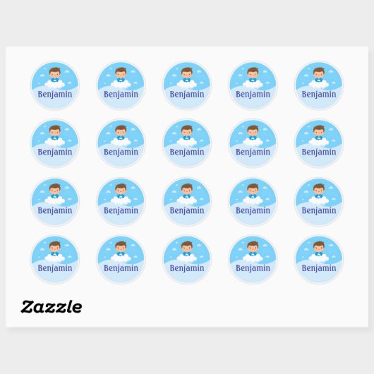 Customizable Kids Name Sticker Cloud & Sky Design (Vel)