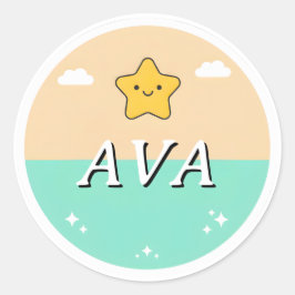 Customizable Kids Name Sticker – Smiling Star 