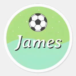Customizable Kids Name Sticker– Soccer Ball Design Ronde Sticker