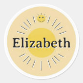 Customizable kids Name Sticker – Sunny Design (Voorkant)