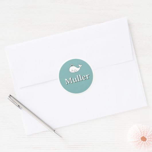 Customizable Kids Name Sticker – Whale Design (Envelop)