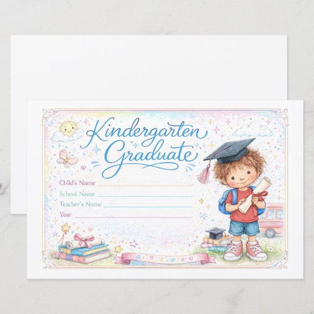 Customizable Kindergarten Graduate Certificate  (Voorkant / Achterkant)