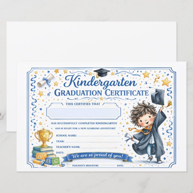 Customizable Kindergarten Graduate Certificate  (Voorkant / Achterkant)