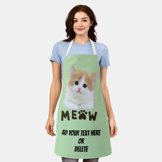 Customizable Kitten Meow All Over Print Apron Schort (Gedragen)