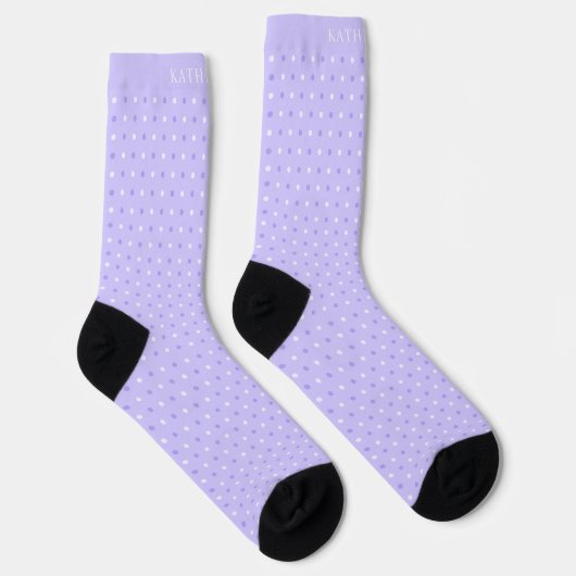 Customizable Lavender Violet Purple Polka Dot Sokken (Rechts)