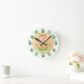 Customizable Leaf Baby Fox Nursery Clock Medium Ronde Klok (Huis)