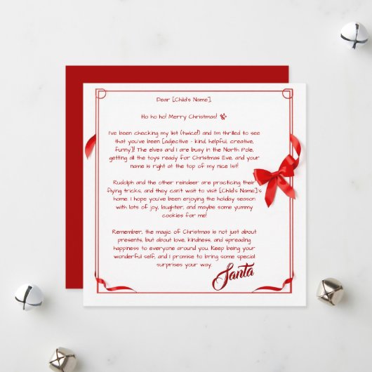 Customizable Letter From Santa- For Kids Feestdagenkaart (Voorkant / Achterkant in situ)