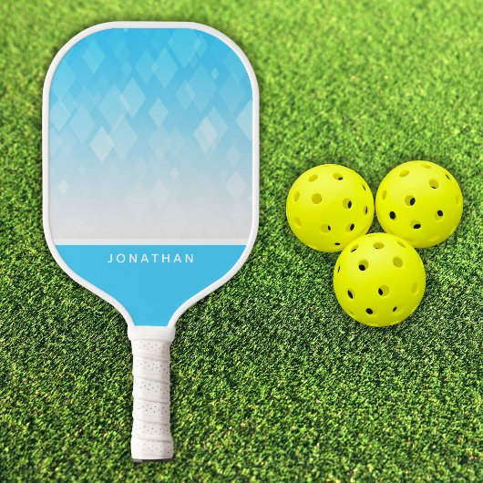 Customizable Light Blue Diamond Pattern Pickleball Pickleball Paddle