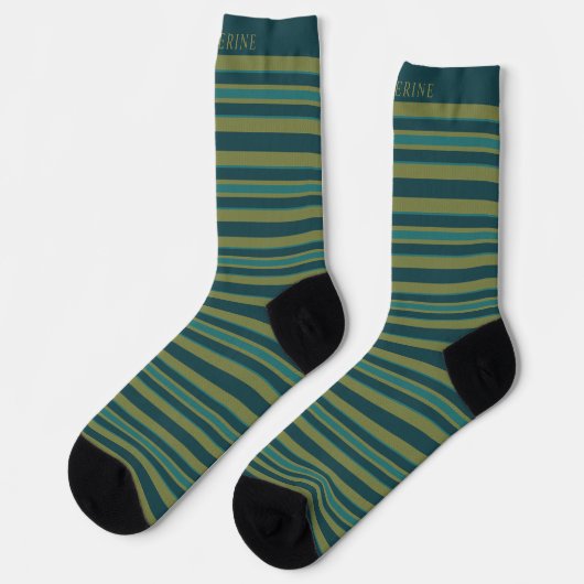 Customizable Light Dark Yellow Green Stripes  Sokken (Links)