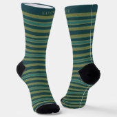 Customizable Light Dark Yellow Green Stripes  Sokken (Gebogen)
