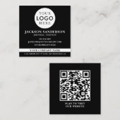 Customizable Logo Professional Black QR Code Vierkante Visitekaartje (Voorkant / Achterkant)