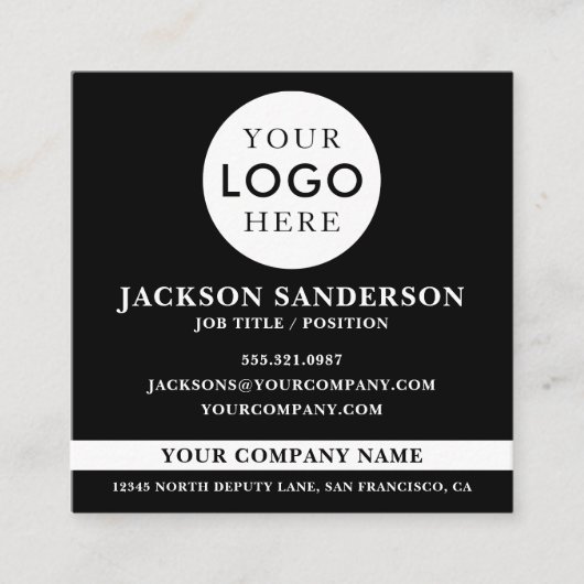 Customizable Logo Professional Black QR Code Vierkante Visitekaartje (Voorkant)