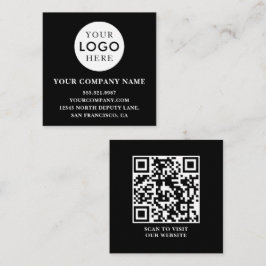 Customizable Logo Professional QR Code Black Vierkante Visitekaartje