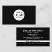 Customizable Logo Professional Simple Black Visitekaartje (Voorkant / Achterkant)