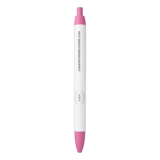 Customizable logo website simple business Pink Blauwe Inkt Pen (Voorkant Verticaal)