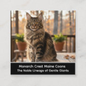 Customizable  Maine Coon Cat Cattery Business Card Vierkante Visitekaartje (Voorkant)