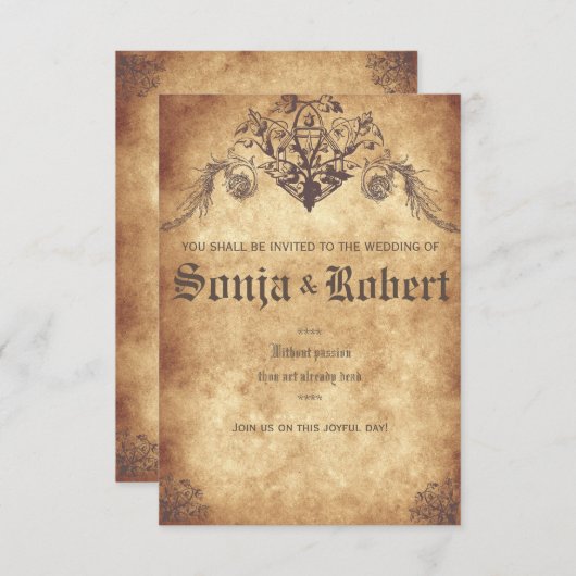 Customizable Medieval Wedding (no seal) Kaart (Voorkant / Achterkant)