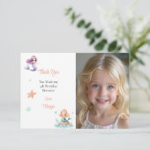 Customizable Mermaid Birthday Photo Bedankkaart (Staand voorkant)