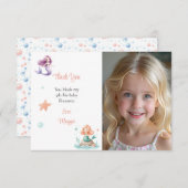 Customizable Mermaid Birthday Photo Bedankkaart (Voorkant / Achterkant)