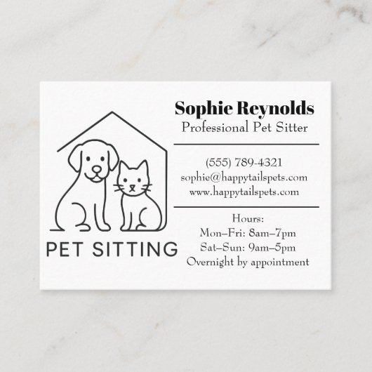 Customizable Minimalist Pet Sitter Business Card  Visitekaartje (Voorkant)