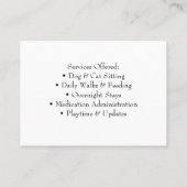 Customizable Minimalist Pet Sitter Business Card  Visitekaartje (Achterkant)